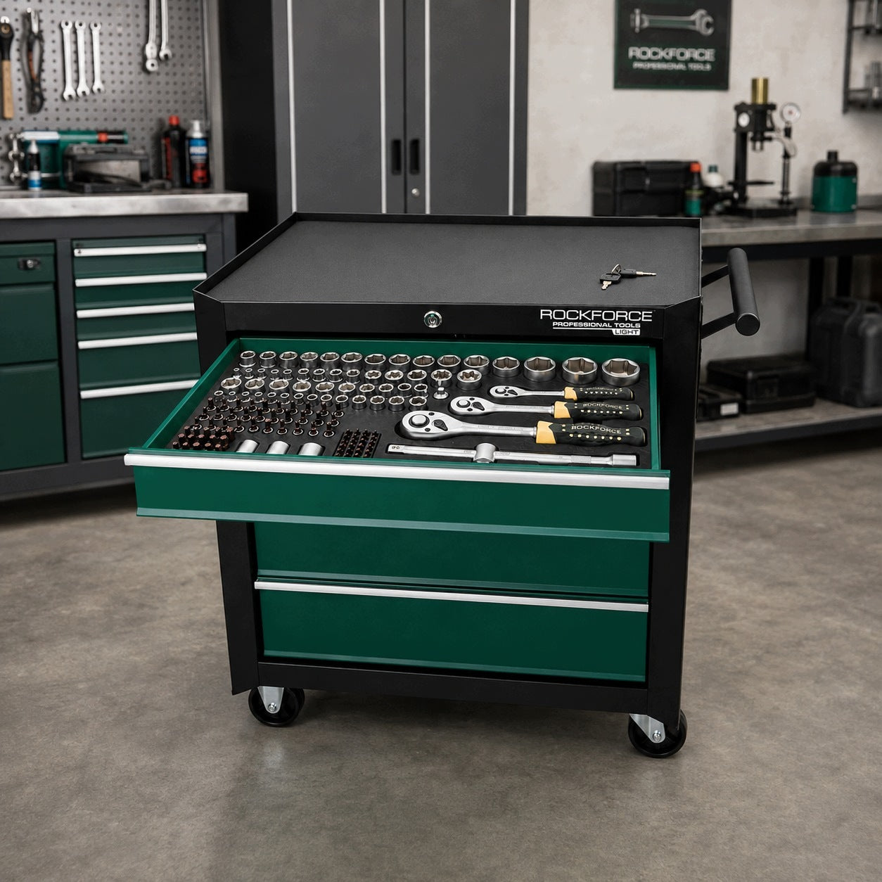 Cabinet Workshop Tool Cart 5 Drawers 240 Tools With Wheel Lock Packaging status original