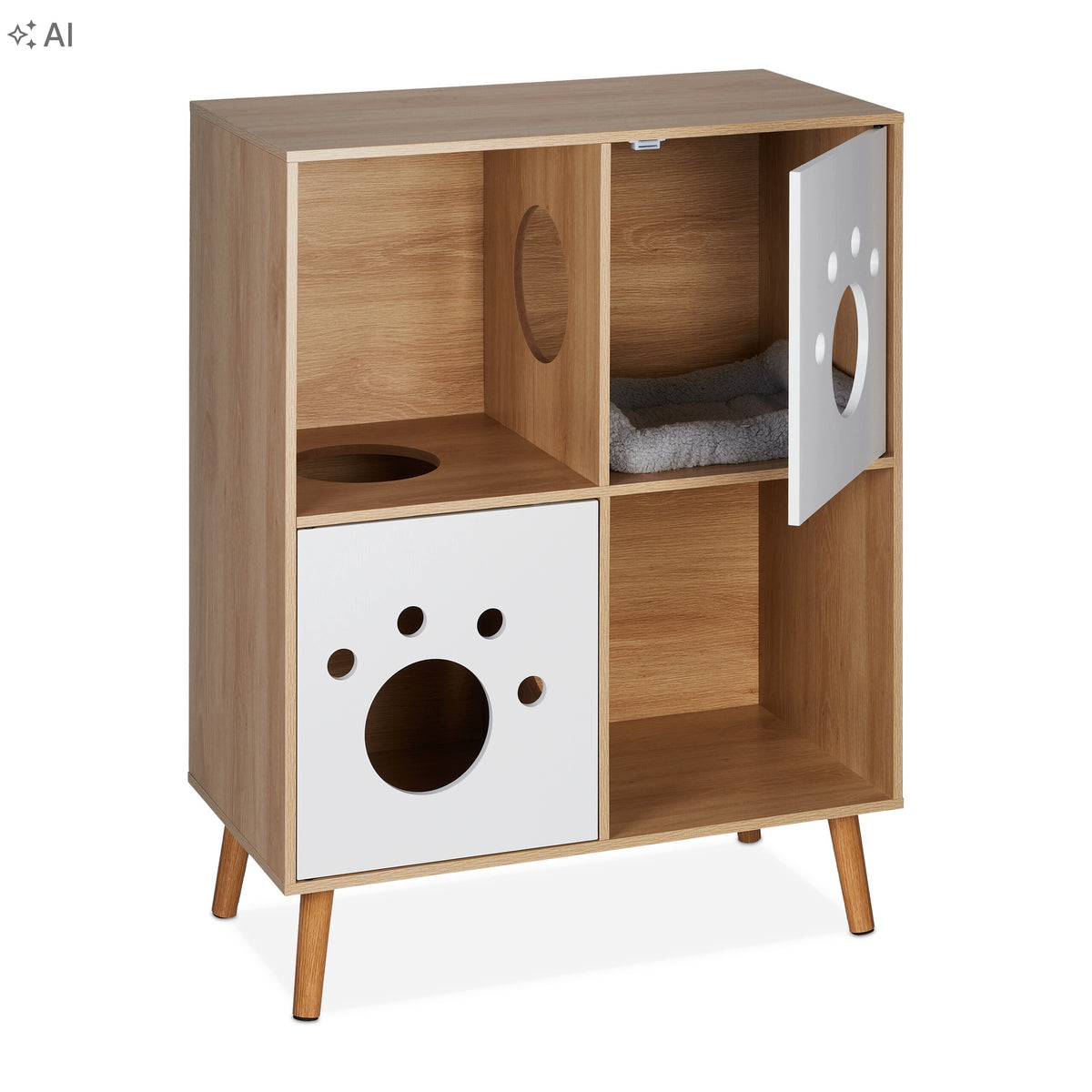 Cabinet cat hideout kennel litter box 96x75x40cm brown Relaxdays