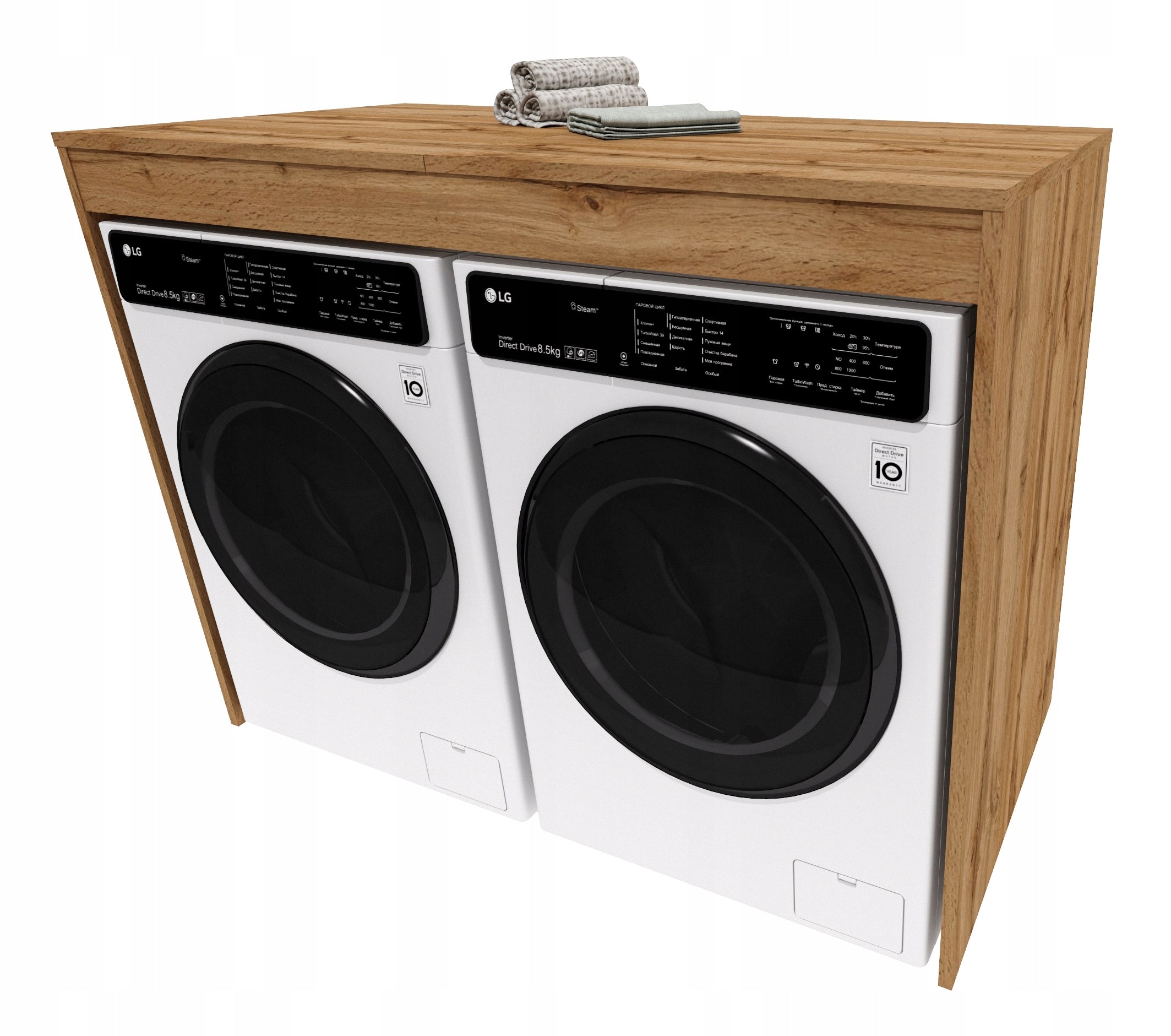 Cabinet washing machine dryer bookcase bathroom built-in level oak wotan double Brand möbelkap
