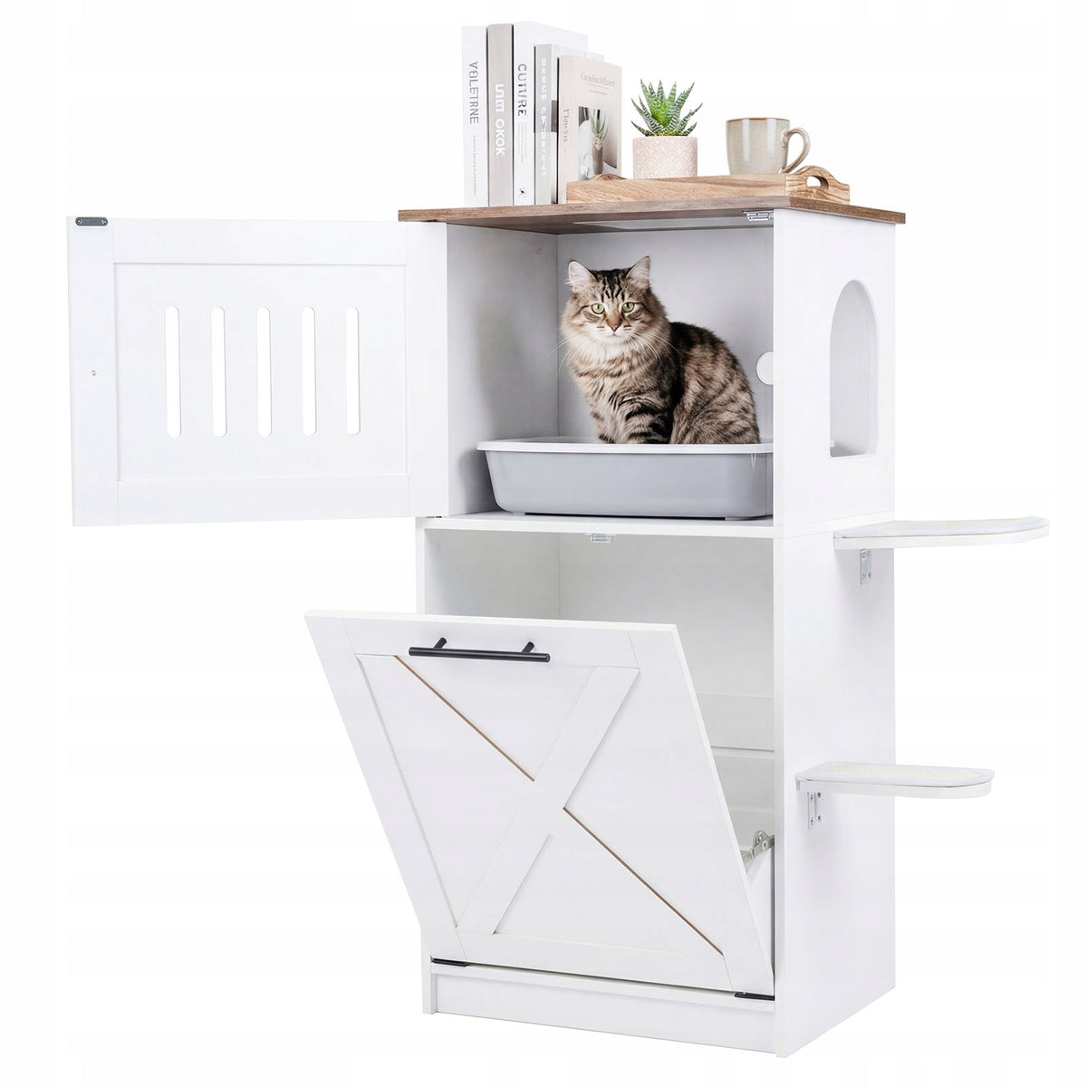 Cabinet with storage for litter box