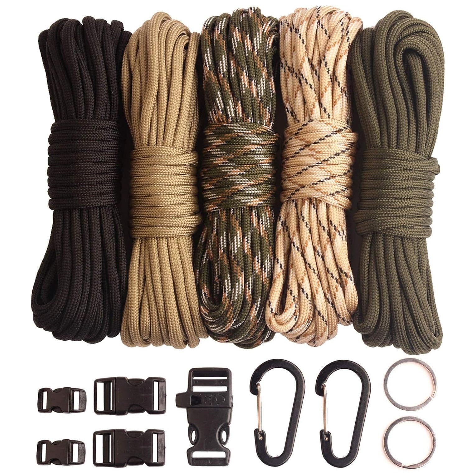 Cable rope Paracord 550 set with carabiner buckles 7 cores 4 mm 30 m