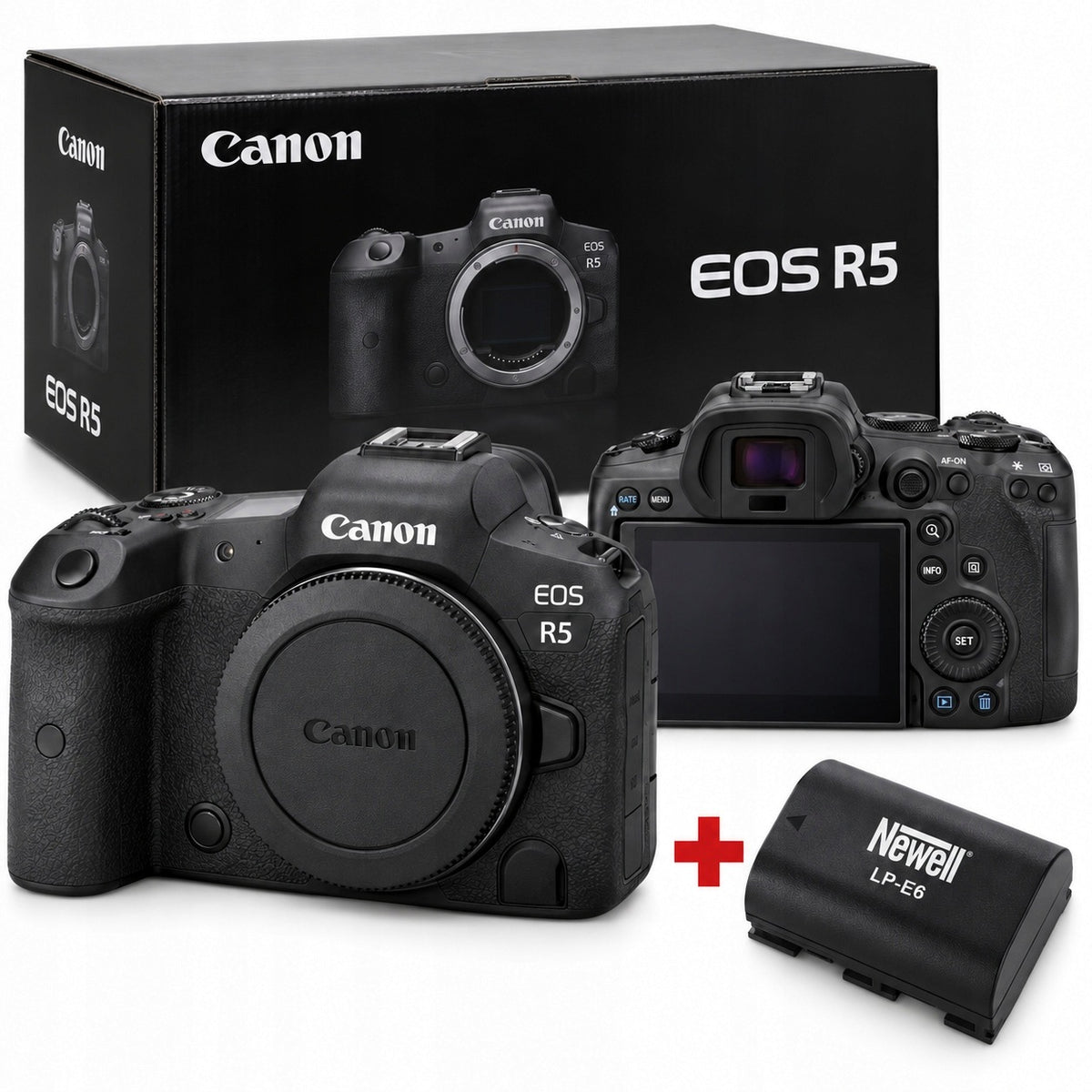 Camera Canon EOS R5 body black + additional Aku LP-E6