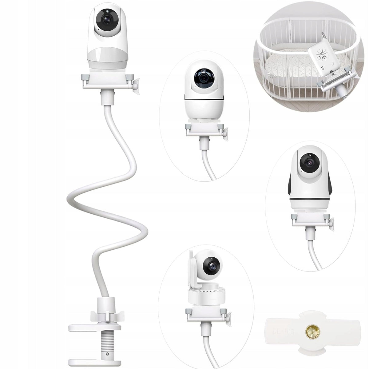 Camera holder for baby monitor flexible mounting