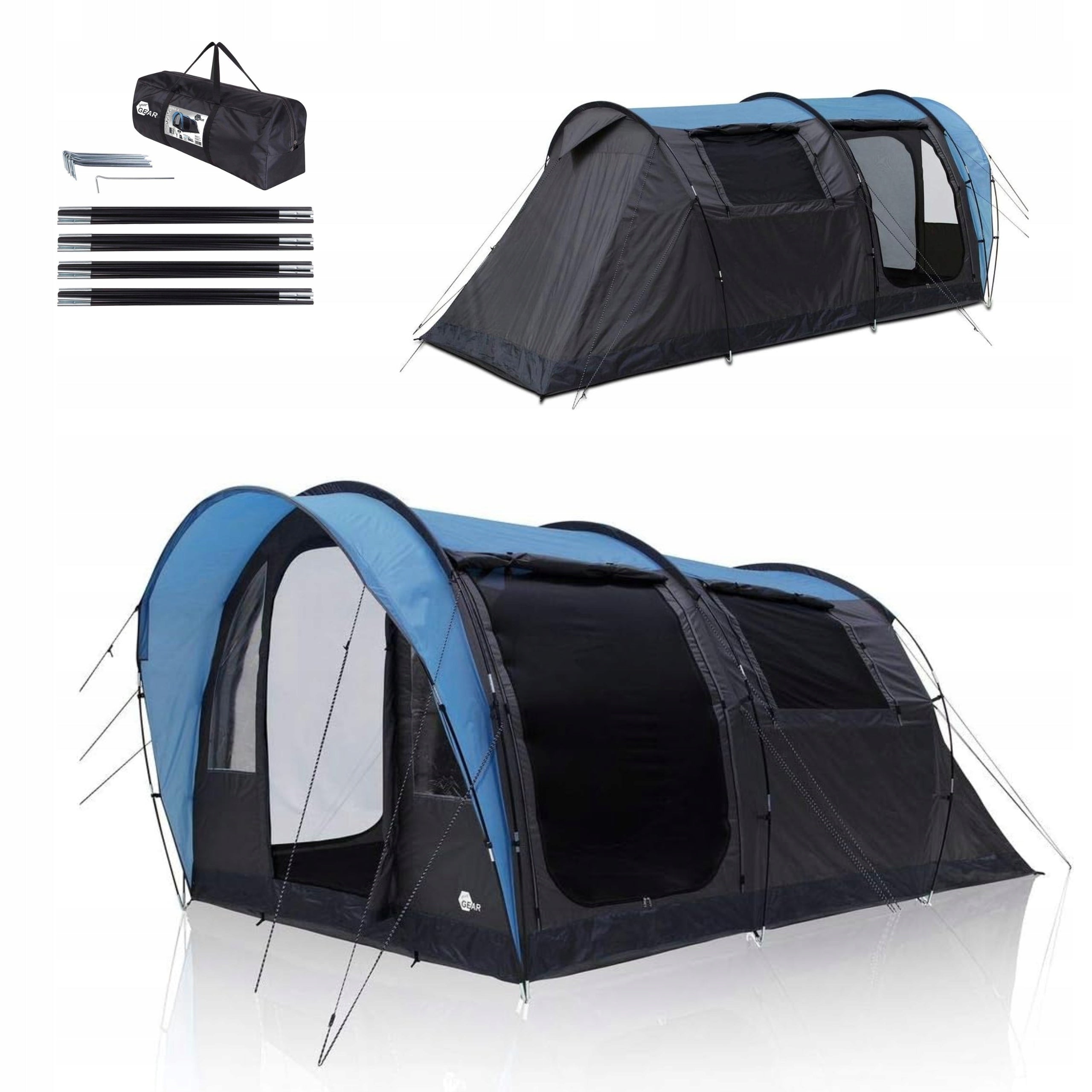 Camping Hiking Tent 4-Person Garden Tunnel Waterproof Lightweight