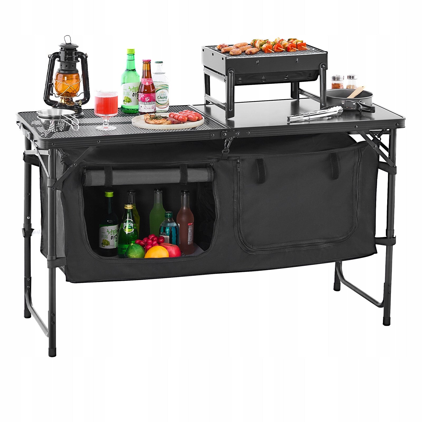 Camping Kitchen Black 120x49x70CM For Outdoor Cooking Manufacturer no brand