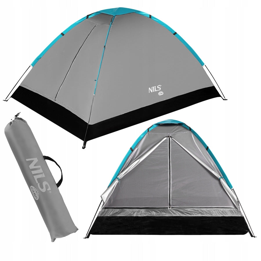 Camping Tent Camping Waterproof Grey 2 Person NILS Color blue