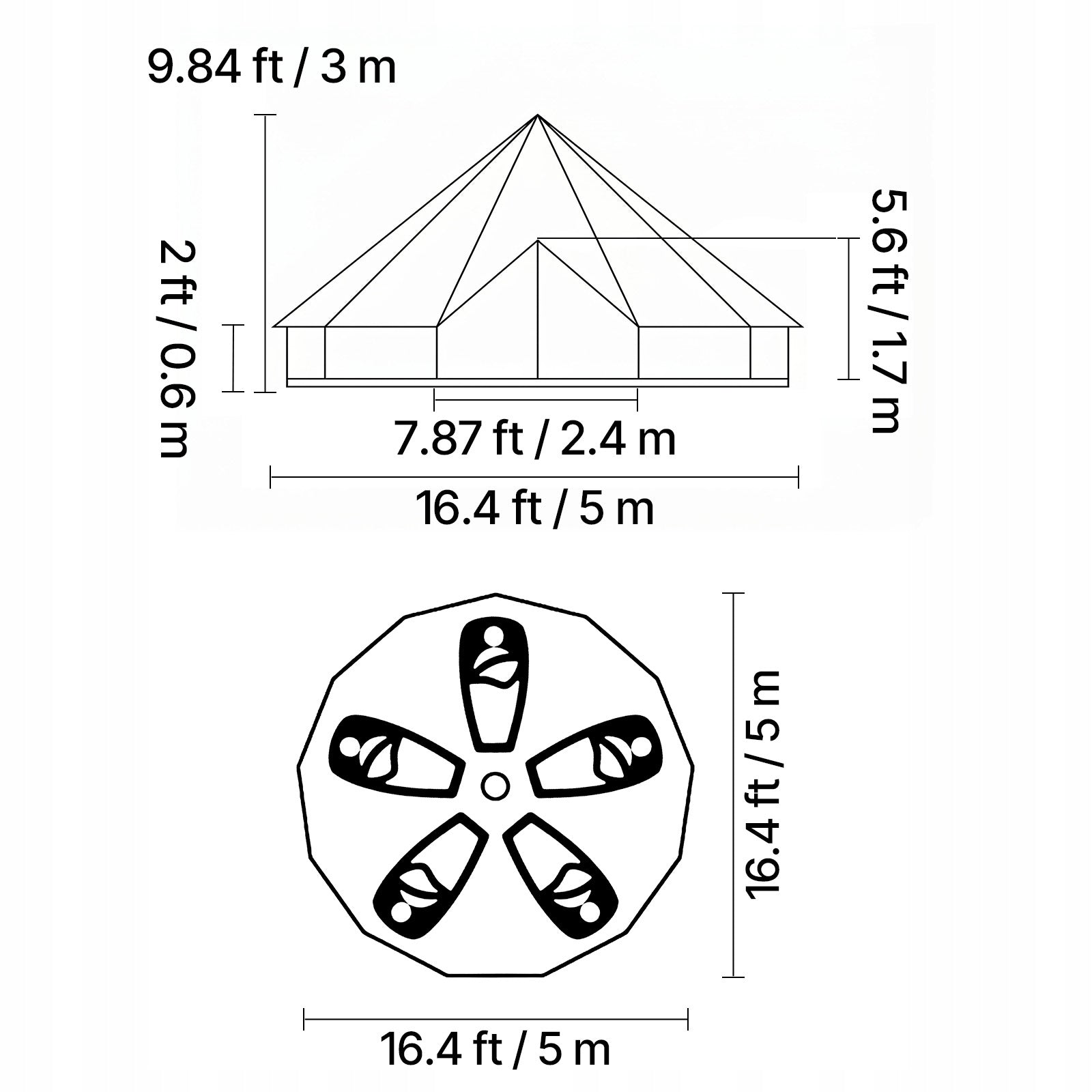 Camping Tent For 7 Persons Yurt Bell Tent With Chimney Hole Manufacturer code KJZPQMS92