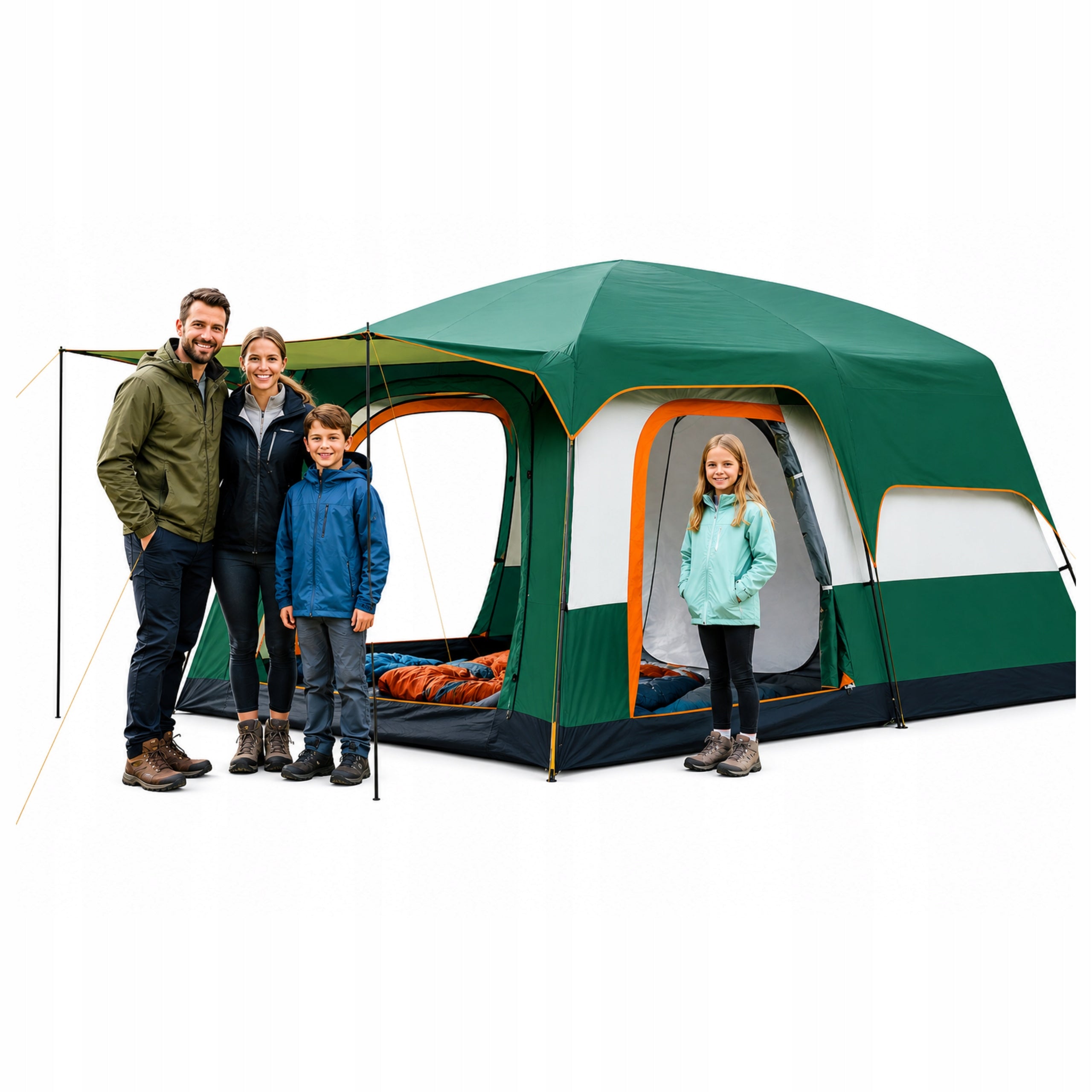 Camping Tent High 4 Person Large Family Two Room Vestibule
