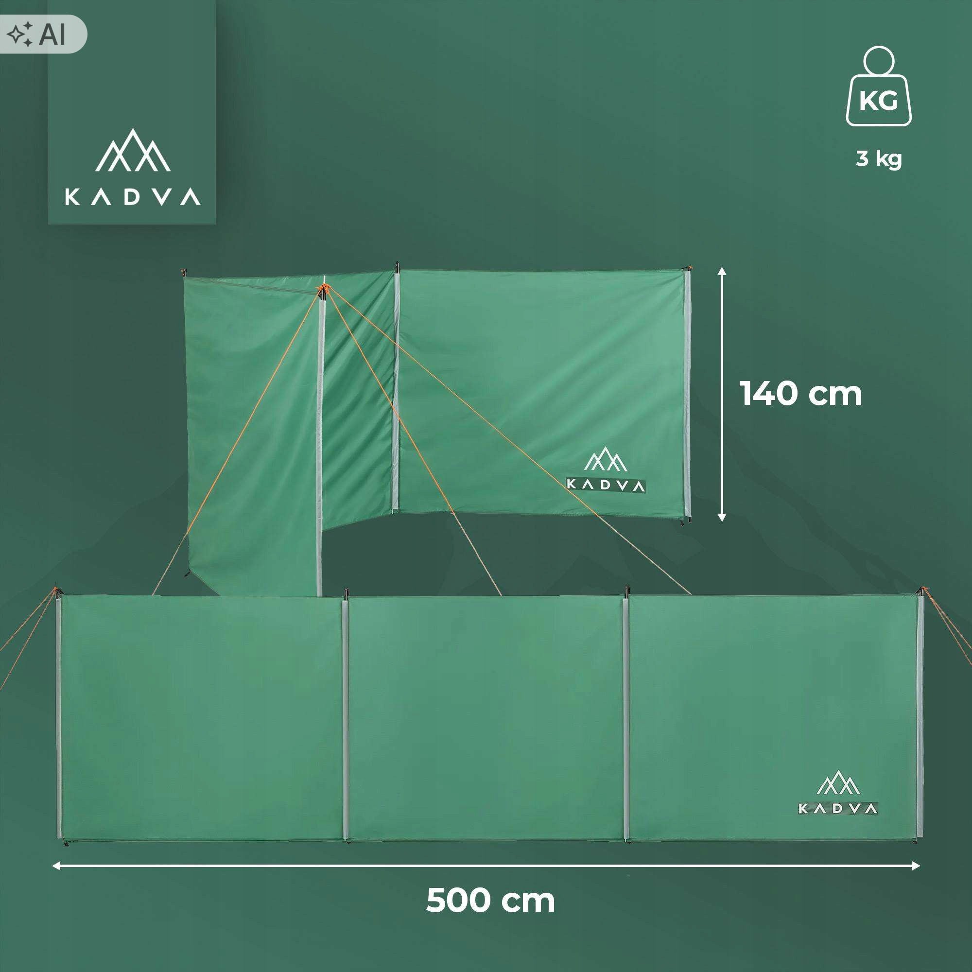 Camping screen KADVA ScreenSTAL FRAME WIND PROTECTION 500x140 Manufacturer code KDV-B6B018-GY