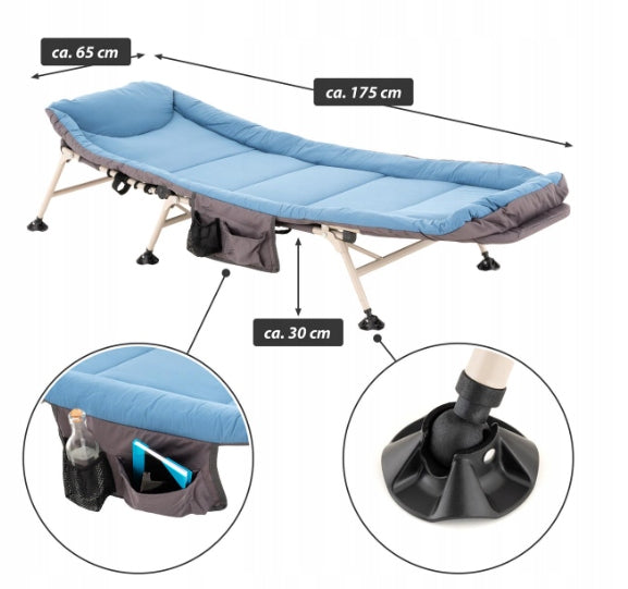 Camping sun lounger with pillow, blue-grey Manufacturer code D96086