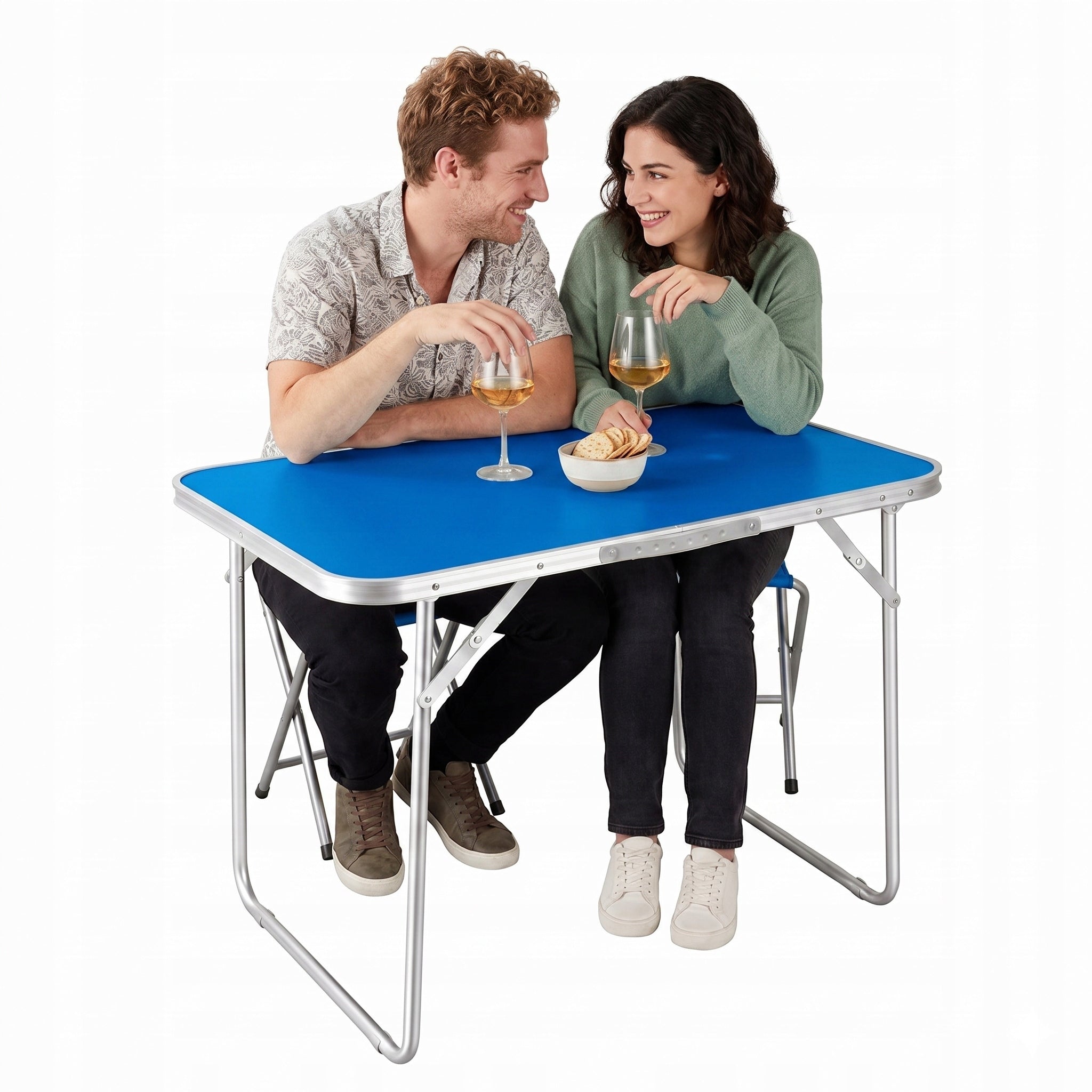 Camping table blue + 2 chairs 60x80x70 cm Packaging status original