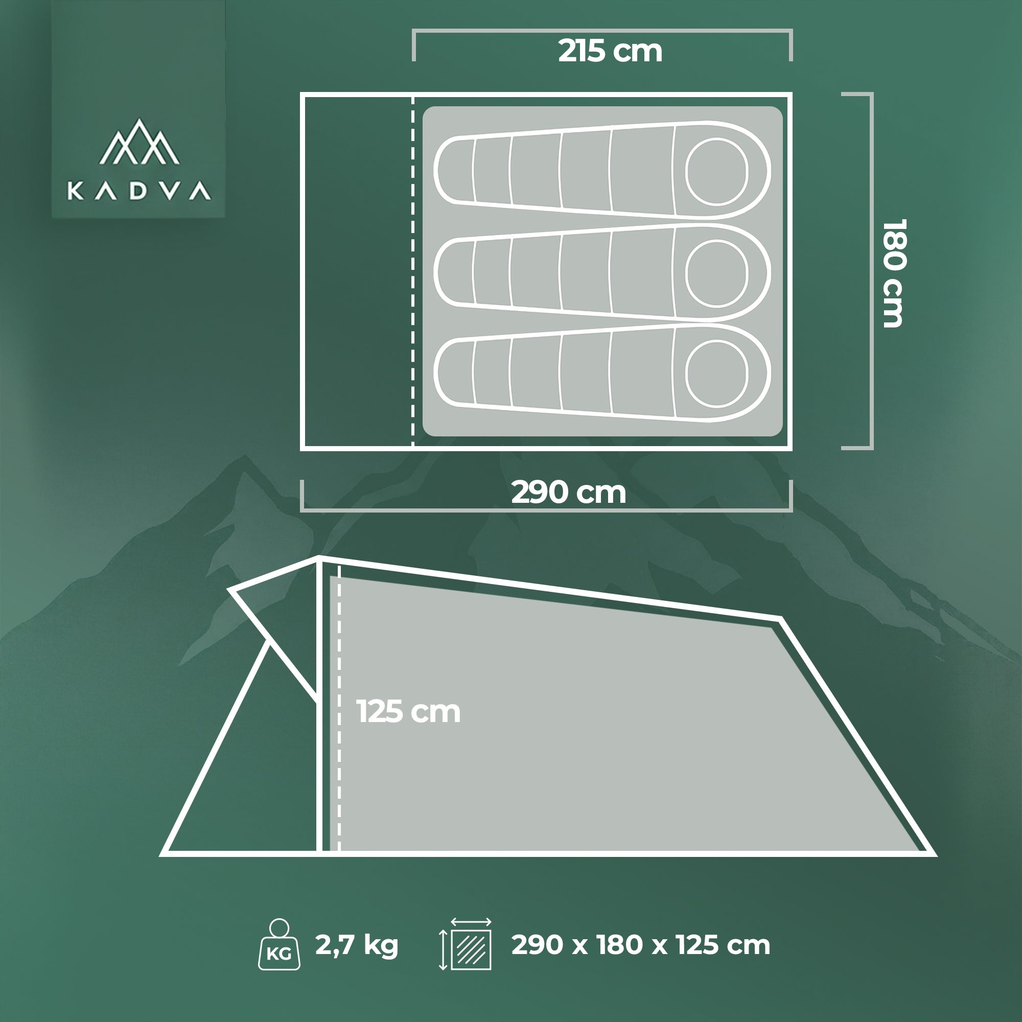 Camping tent 3-person KADVA Expedit 3 pro TOURIST WATERPROOF Packaging status original