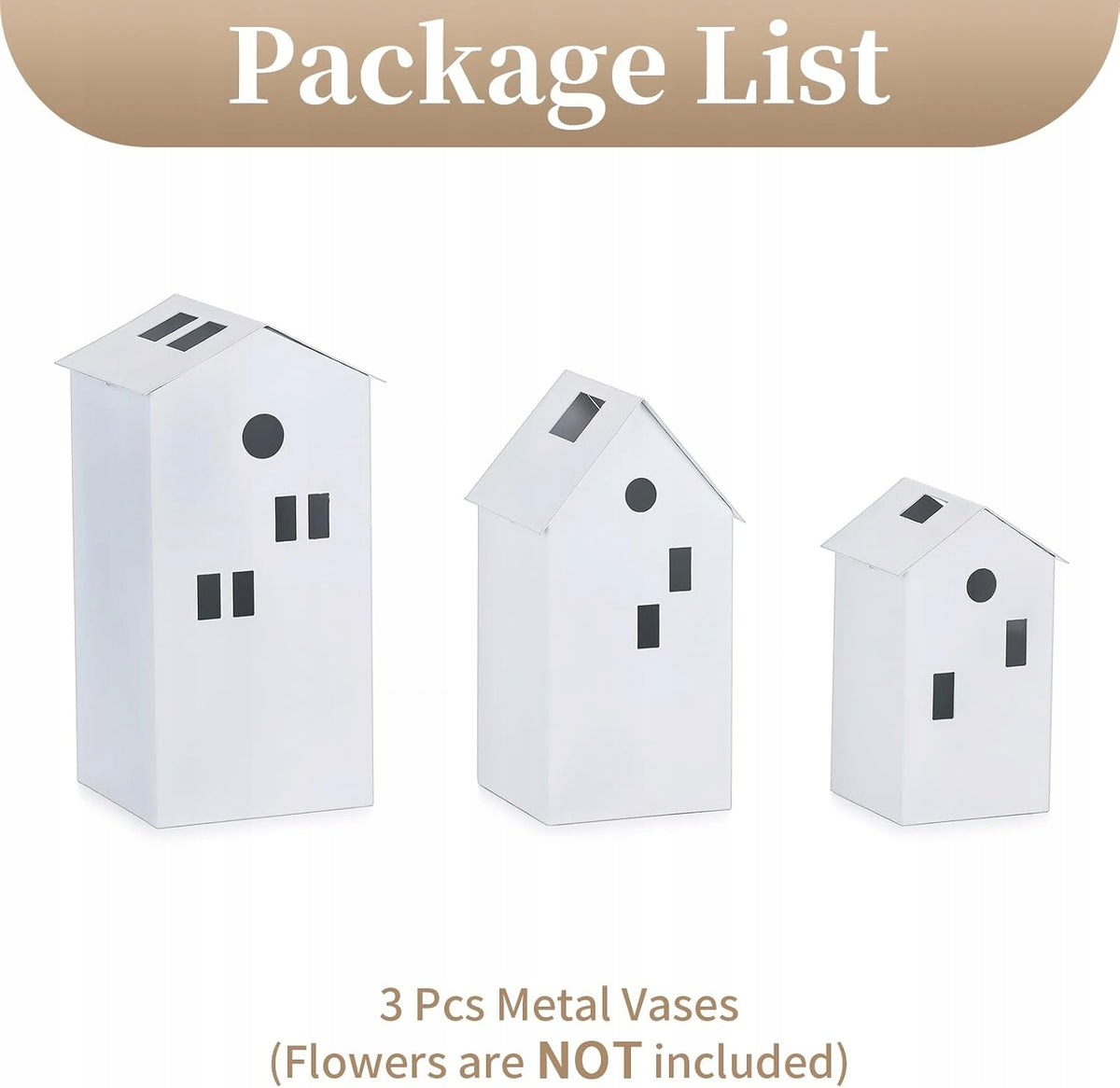 Candle Holders Cottages 3 Pcs White Metal Lanterns Christmas Manufacturer code 1