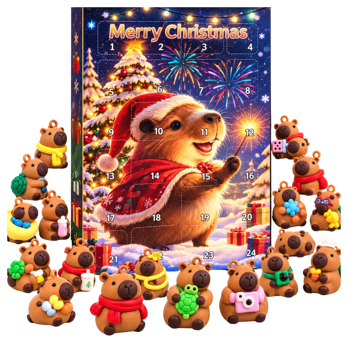 Capybara Advent Calendar 24 Figurines 3D Christmas Surprises