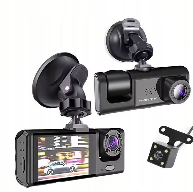 Car Camera 3 Lenses 1080P Infrared Night Vision IPS 2"