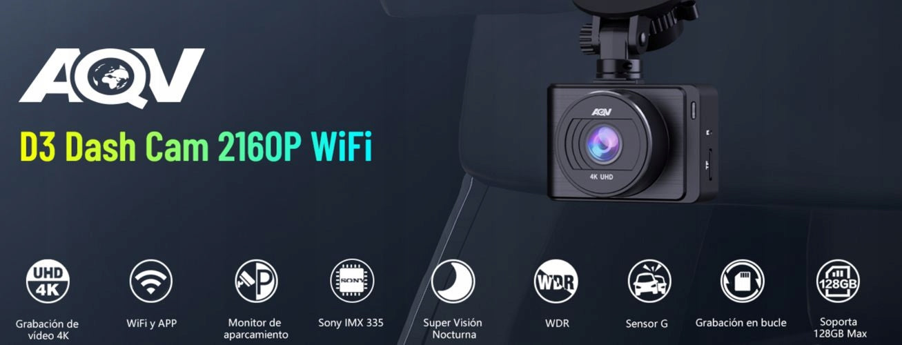 Car Camera AQV D3 4K ULTRA WiFi App Monitoring 24H 64GB Manufacturer code D3