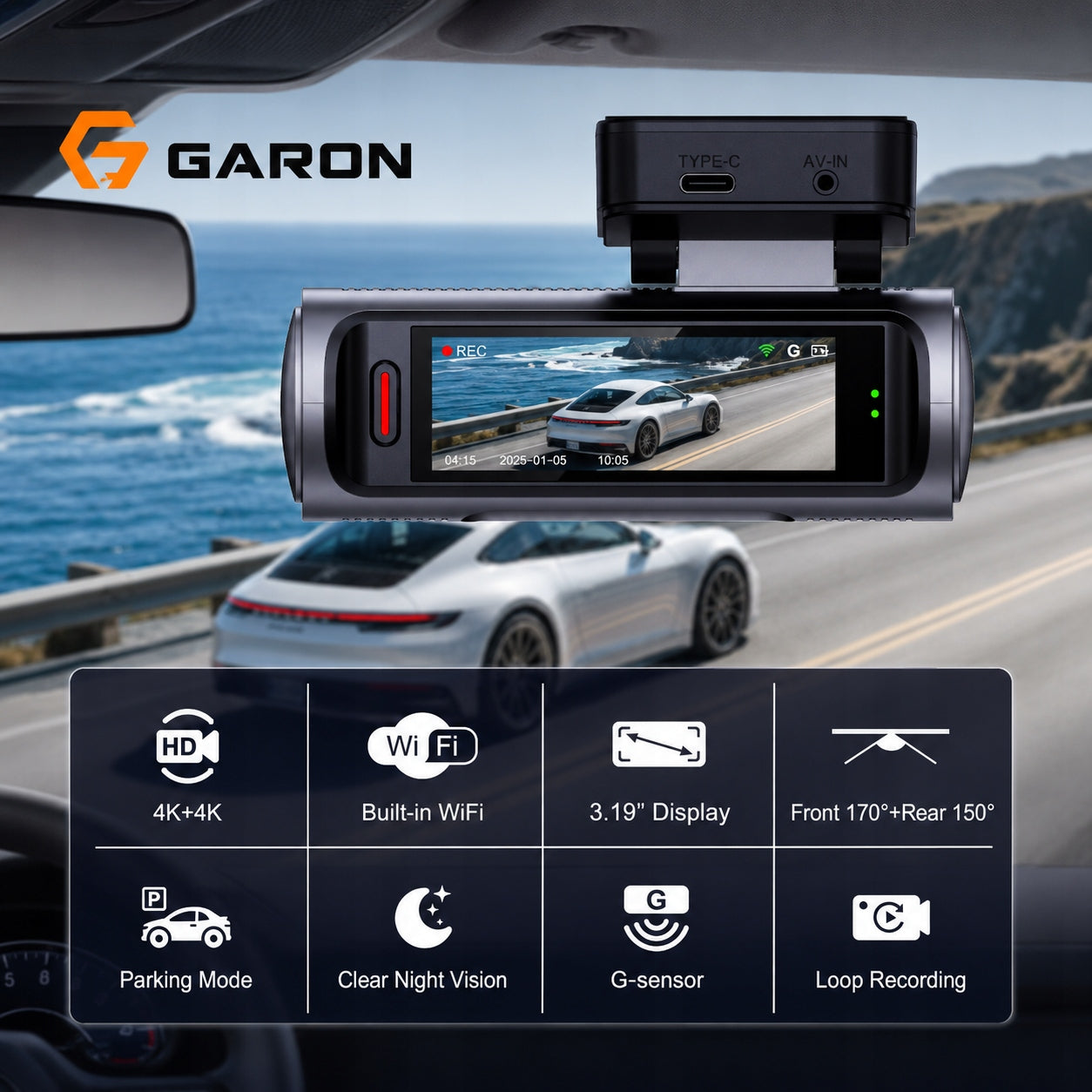 Car Camera Video Car DVR GARON GPS Video Recorder Manufacturer code Garon AT31 wideorejestrator