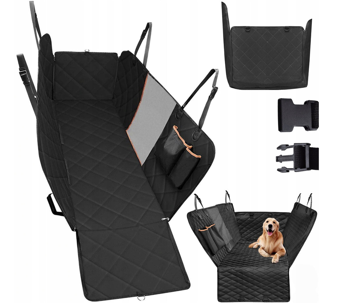Car Cover for Dog Waterproof Seat Mat with Pockets