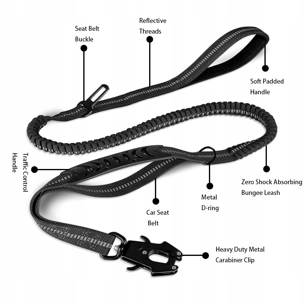 Car Dog Leash with Shock Absorber, Black, 1.78 m Brand no brand