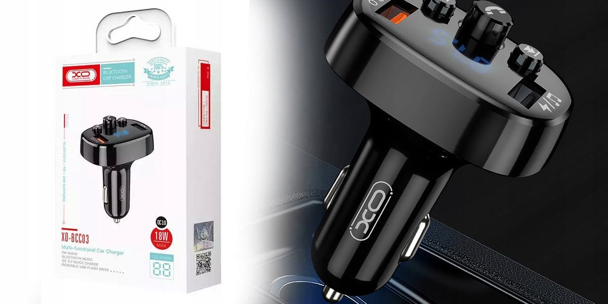 Car FM BT MP3 Transmitter Car Charger 18W QUICK CHARGE 3.0 Brand XO