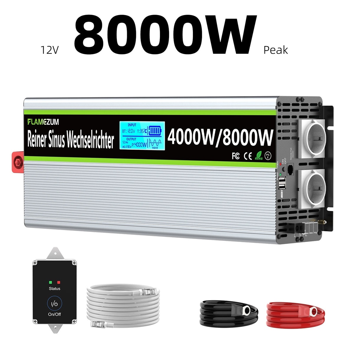 Car Inverter 12V/230V 4000W Continuous 8000W