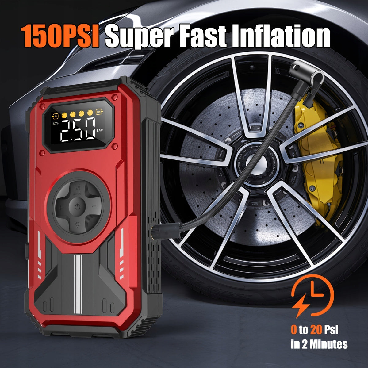 Car Jump Starter with 40W Solar Panel ,150 PSI Compressor, 12000mAh 6000 A Brand no brand