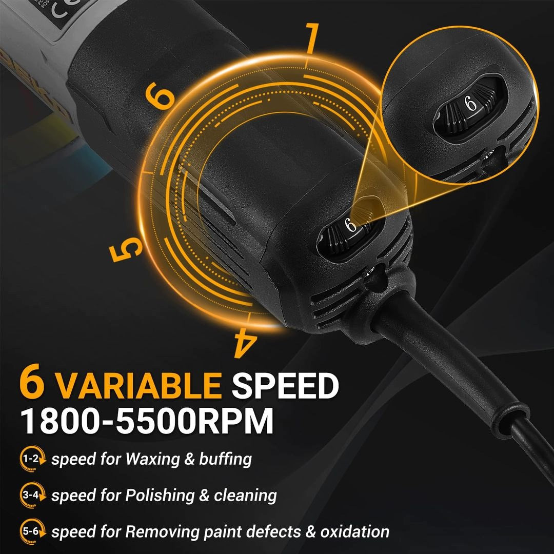 Car Orbital Polisher 800W 150mm 6 Gears Dual Action 9mm DEKOPRO Manufacturer code Polerka Samochodowa Orbitalna Dual Action