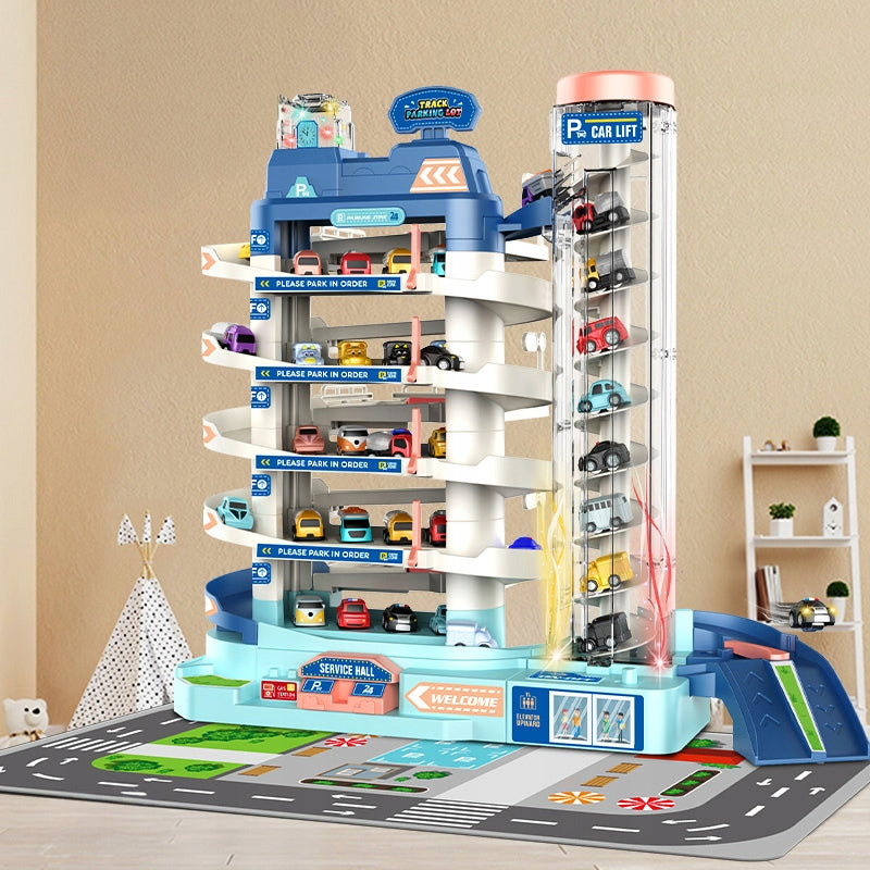 Car Parking Garage Multi-level Slide Cars For Children Elevator Brand Gotel