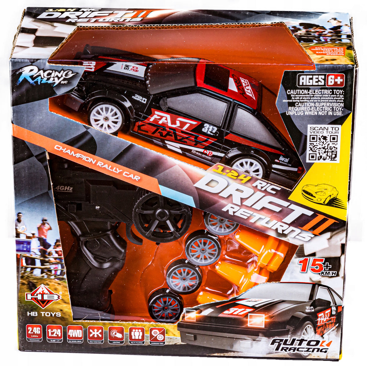 Car RC Auto for DRIFT Drive 4x4 2,4 GHz TOYOTA 1:24 light DRIFT Color black
