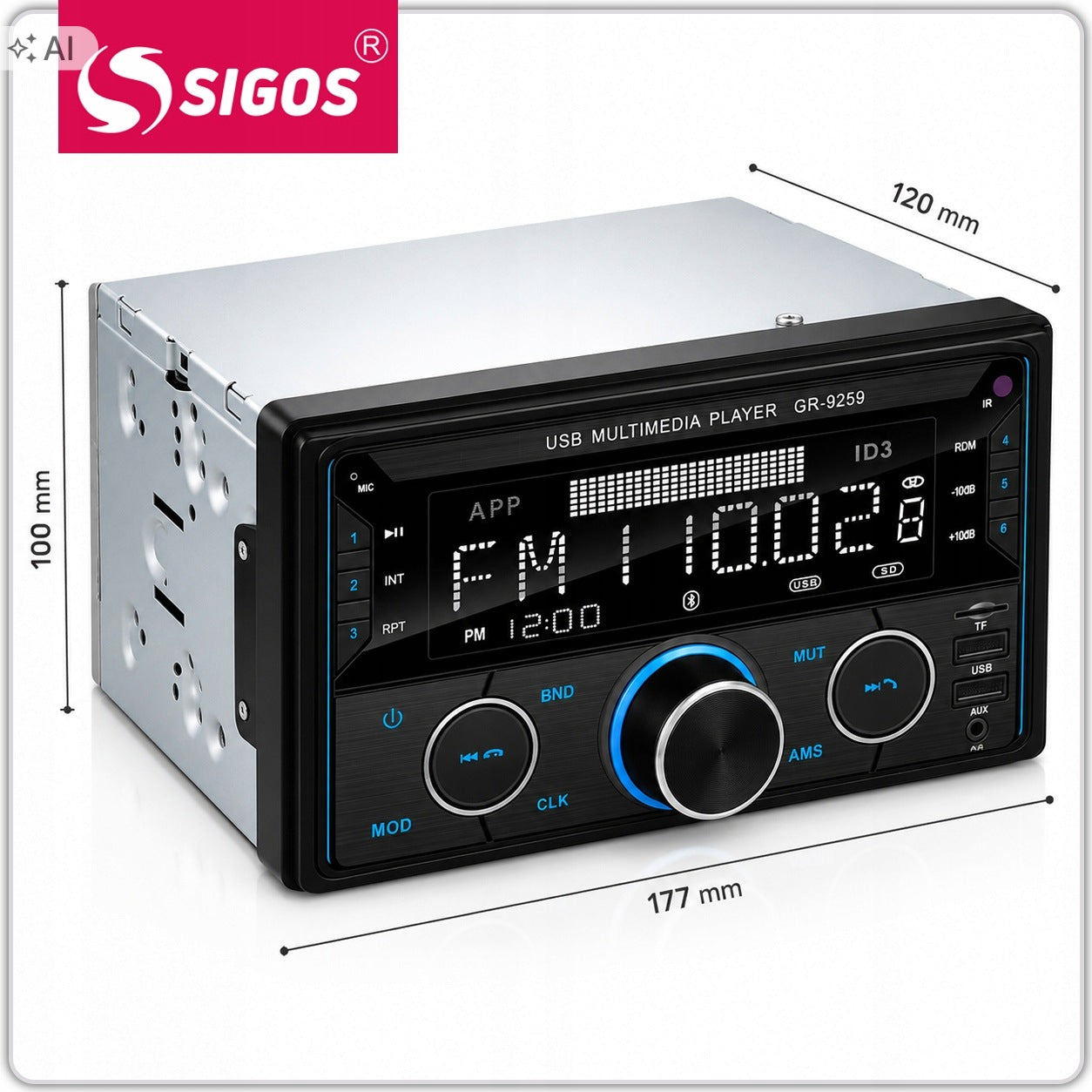 Car Radio 2DIN Bluetooth USB SD AUX MP3 LCD RGB Remote Control 2 - DIN Packaging status original