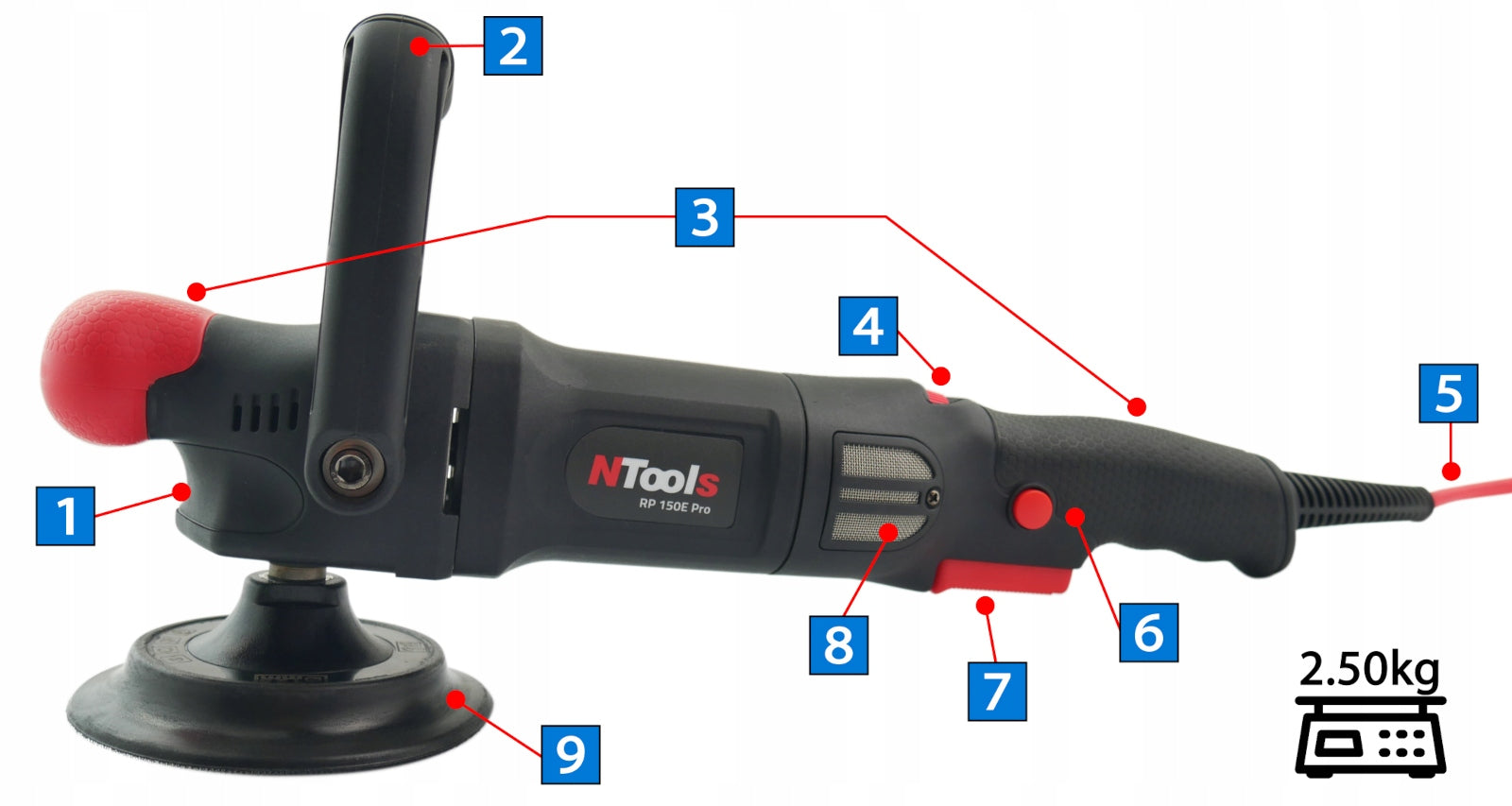 Car Rotary Electric Polisher RP150E Pro NTools 3 Polishing Brand NTools