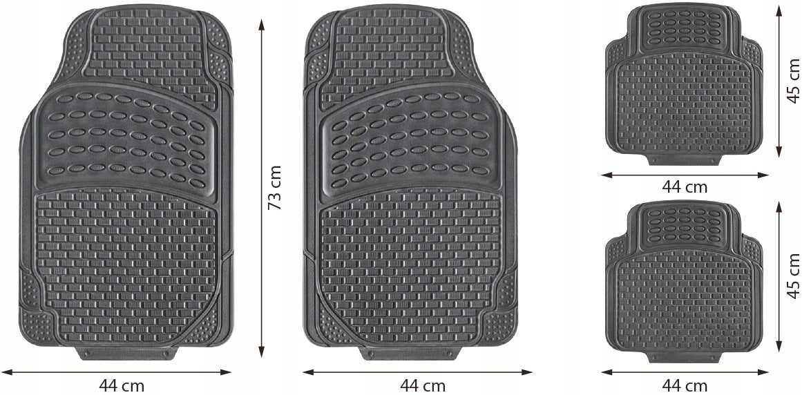 Car Rubber Rugs Black Front and Rear Set for Car Manufacturer's catalog number 05015
