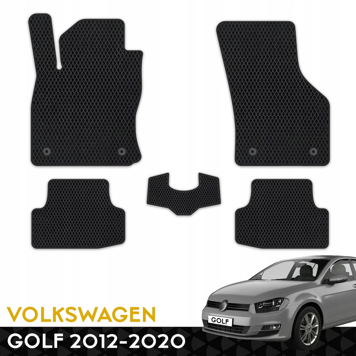 Car Rubber Rugs Prime EVA Volkswagen Golf 7 2012-2020 Black