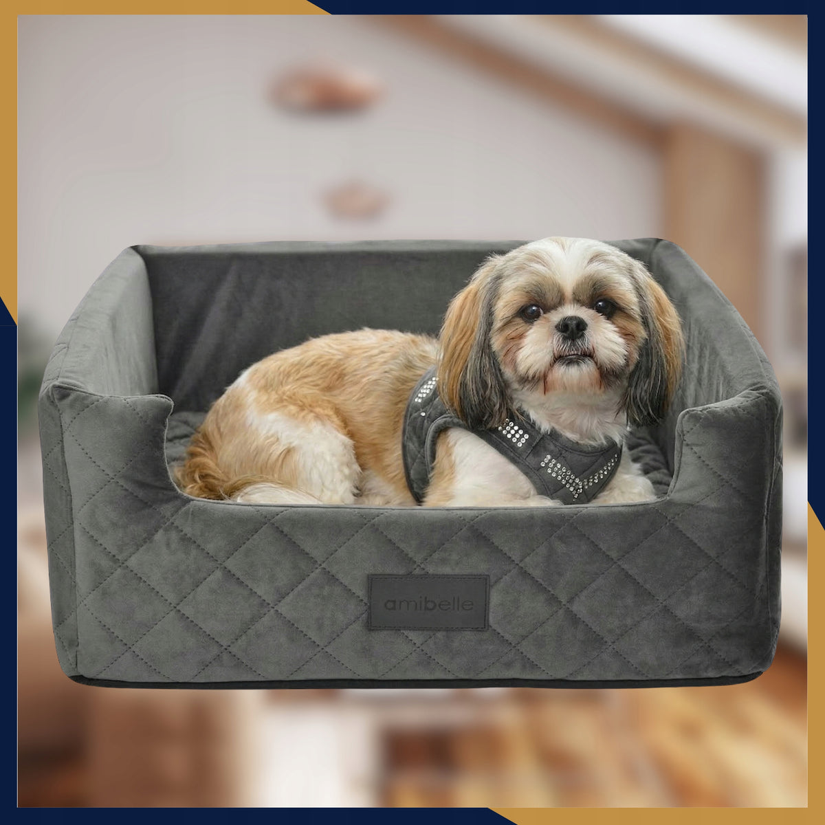 Car Seat for Dog Cat Transporter Seat Bed Manufacturer code Fotelik samochodowy Velvet Memory Lux L szary