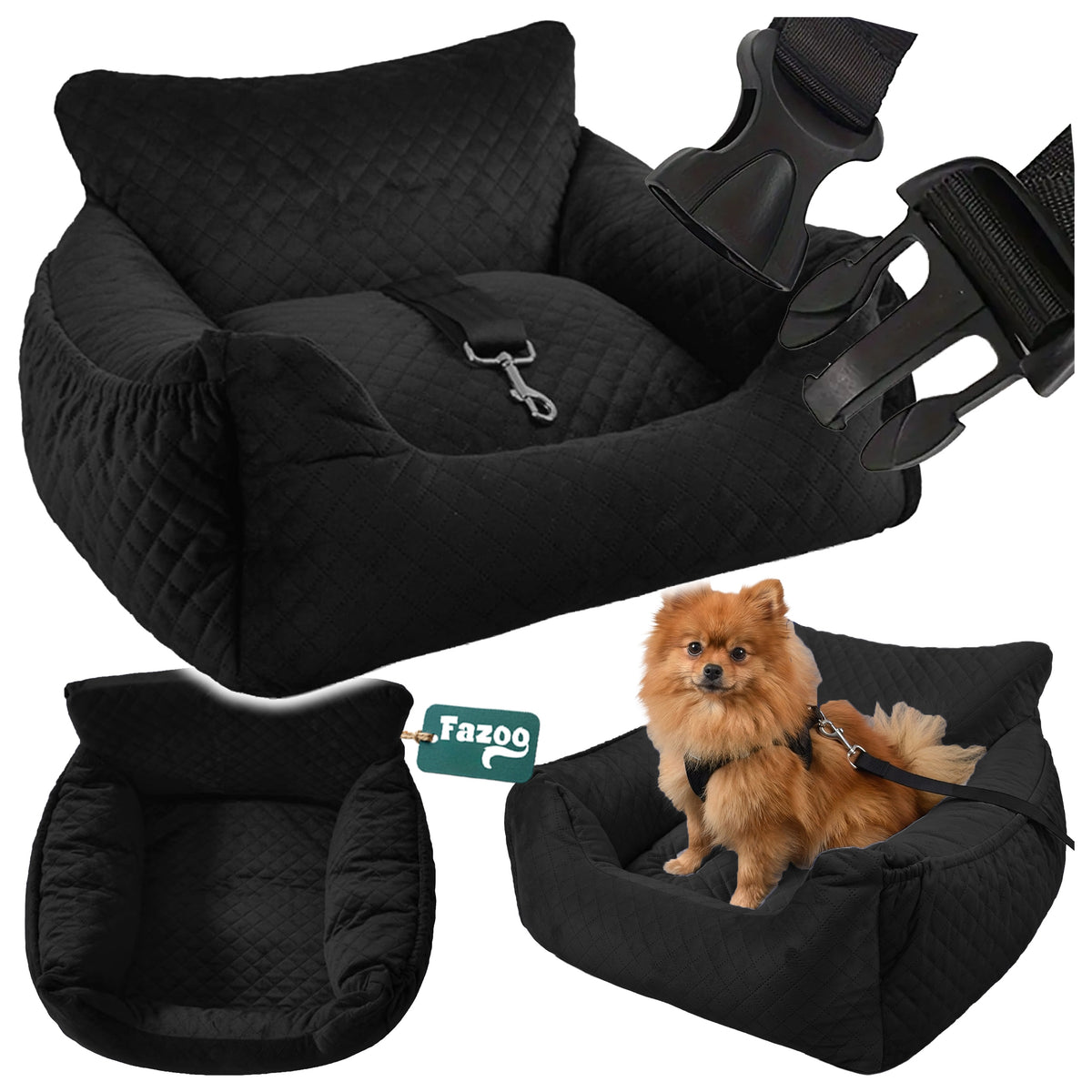 Car Seat for Dog Transporter Cat Bed with Clasp Fazoo XL