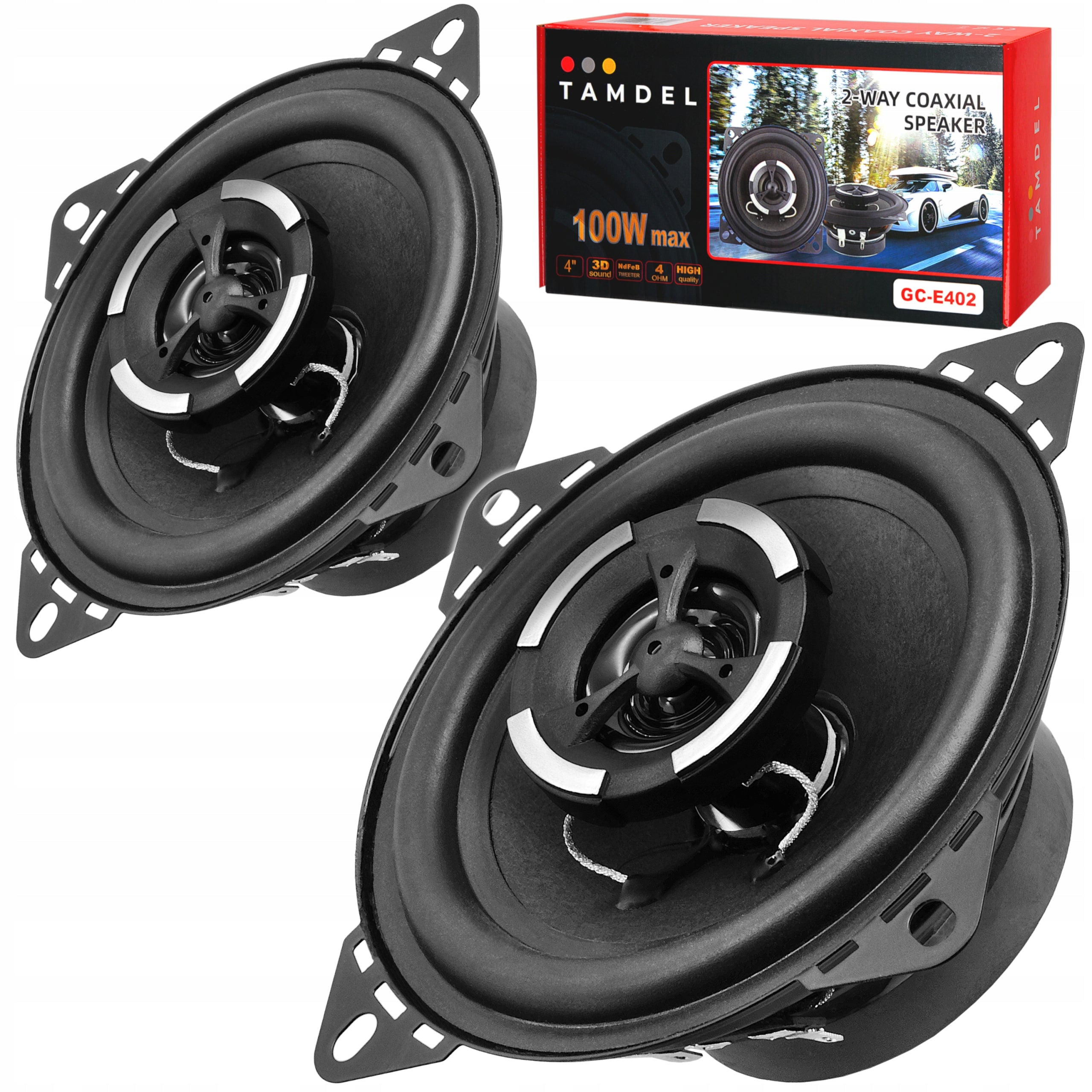 Car Speakers 100mm TAMDEL GC-E402 100W 2-Way Coaxial
