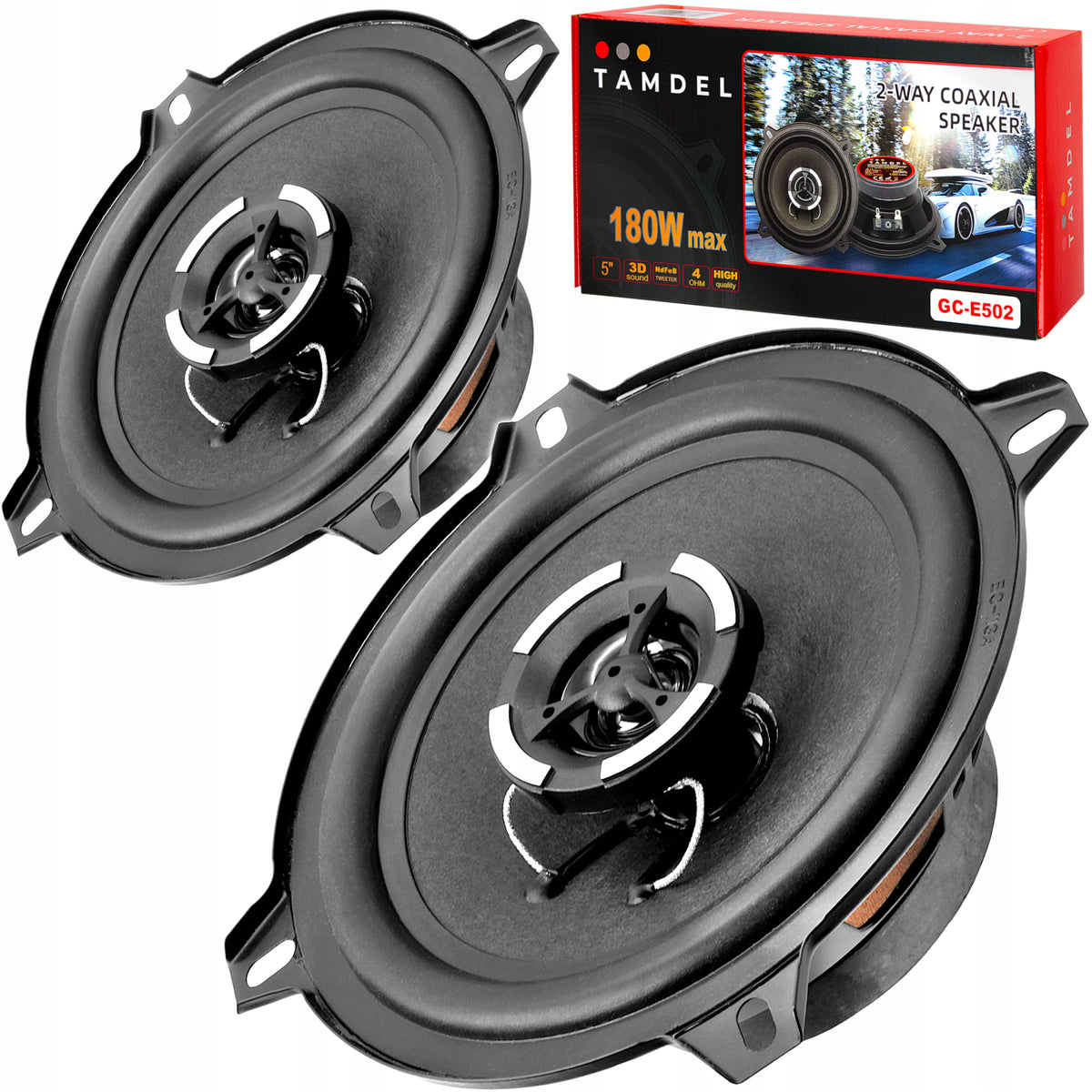 Car Speakers 130mm TAMDEL GC-E502 180W 2-Way Coaxial Packaging status original