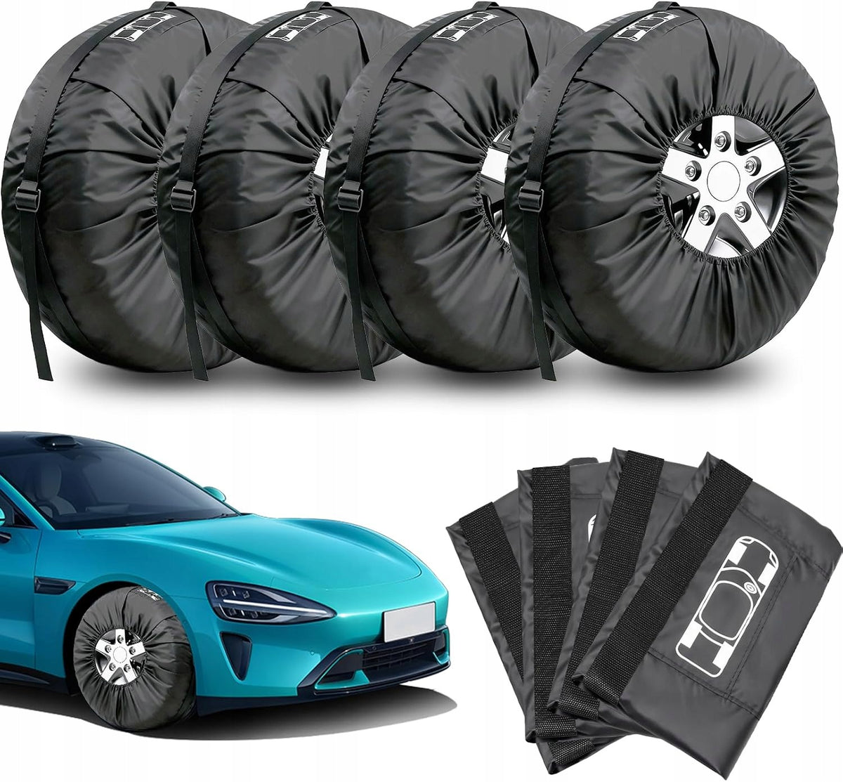 Car Tyre Covers 4 Pack 18-23" Waterproof 80 cm