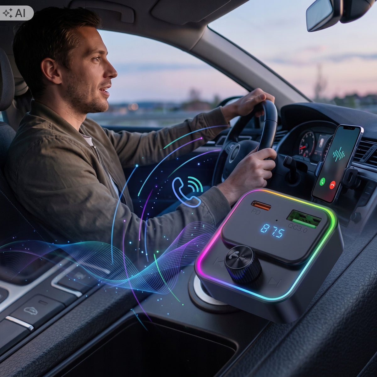 Car bluetooth FM transmitter PD30W QC3.0 GEPARD RGB USB-C Manufacturer code 5904433259781