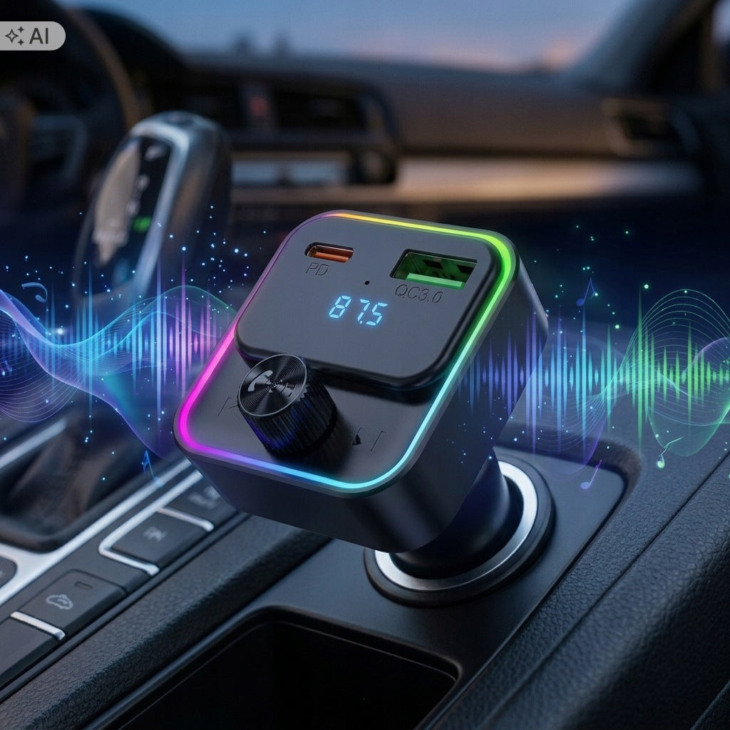 Car bluetooth FM transmitter PD30W QC3.0 GEPARD RGB USB-C Packaging status original