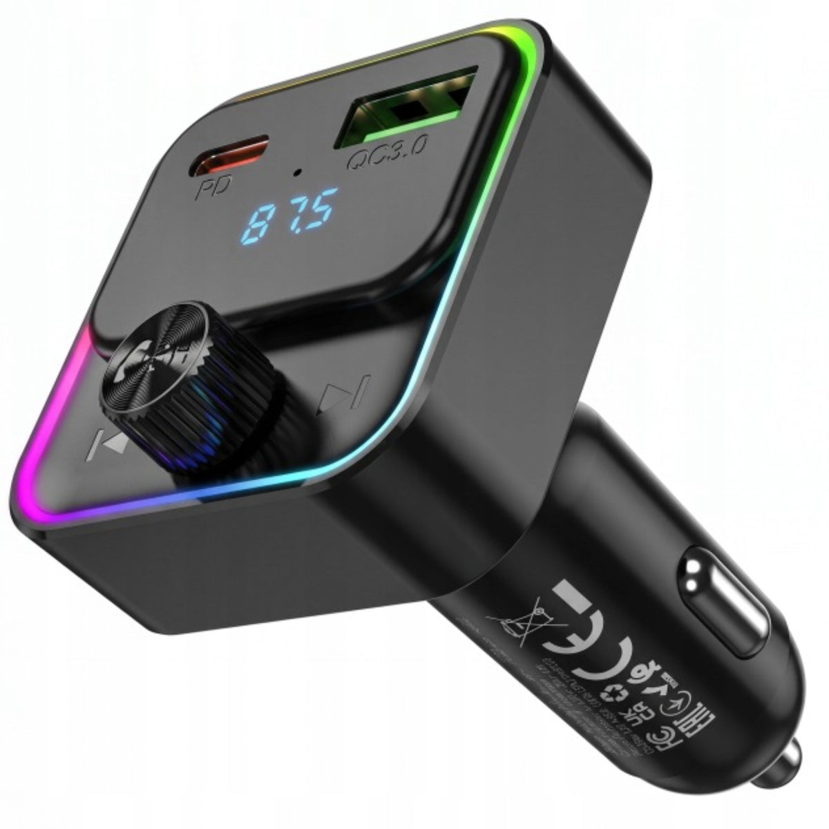 Car bluetooth FM transmitter PD30W QC3.0 GEPARD RGB USB-C