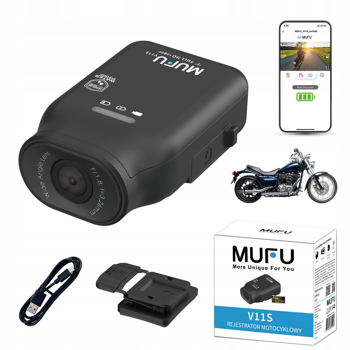 Car camera/motorcycle video recorder MUFU V11FullHD (dash cam)