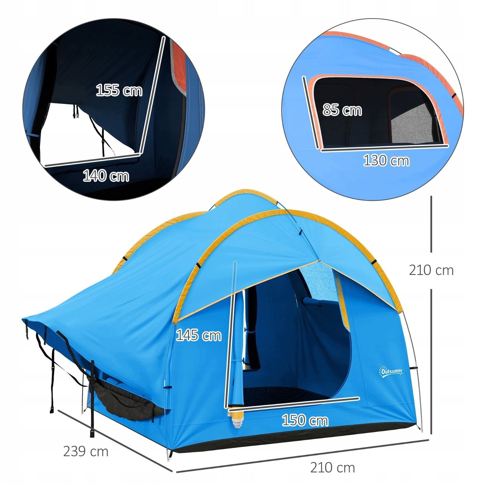 Car camping tent 3 doors 239x210x210 cm Manufacturer code A20-343V01OG-1