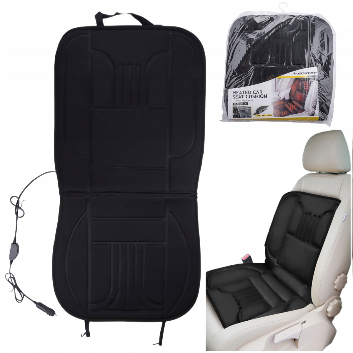 Car heating mat for armchair 12V 3 heating modes DUNLOP