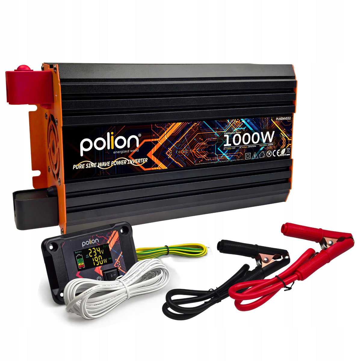 Car inverter 12V/230V Polion 1000W pure sine