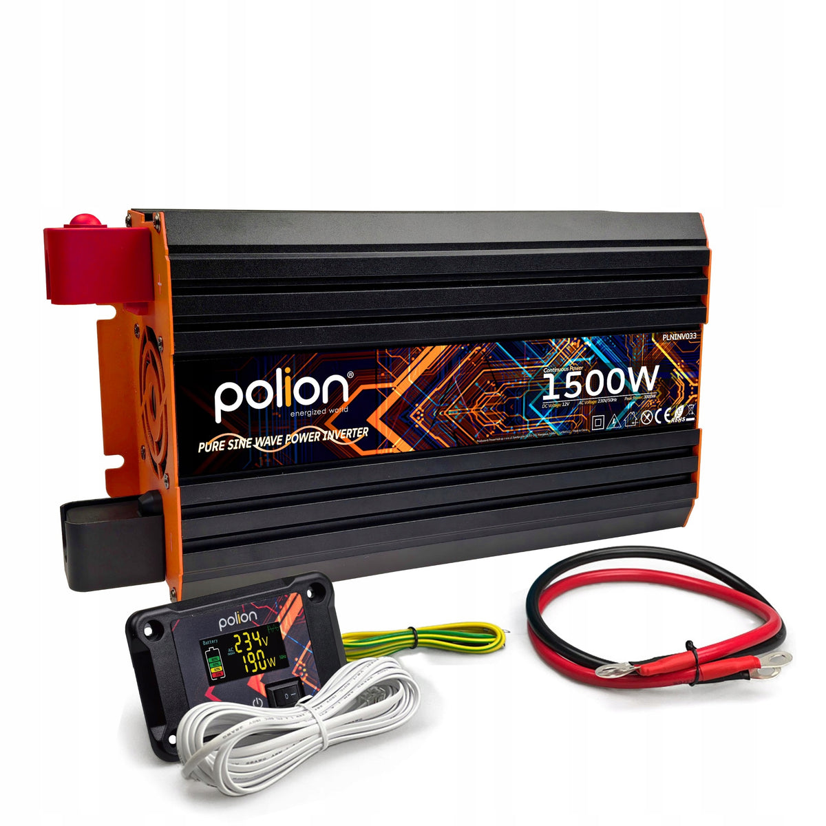 Car inverter 12V/230V Polion 1500W pure sine