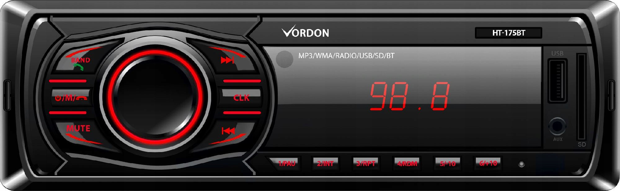 Car radio 1DIN Bluetooth MP3 AUX USB 4x45W Vordon HT-175U LONDON