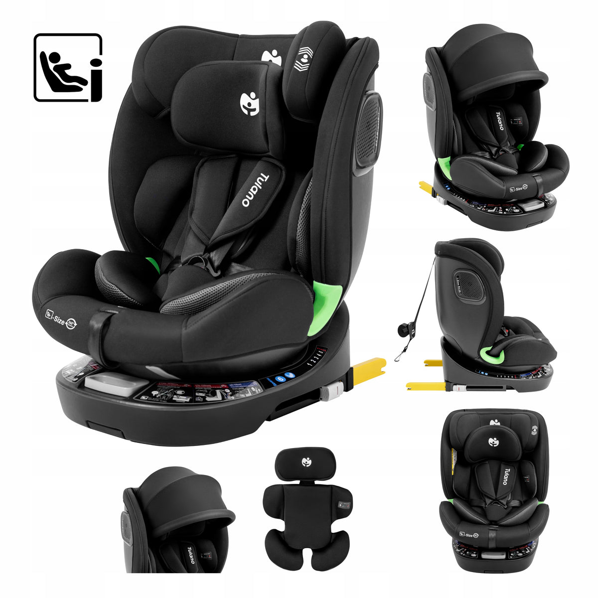 Car seat 0-36kg TULANO i-Size isofix swivel 360° 40-150cm