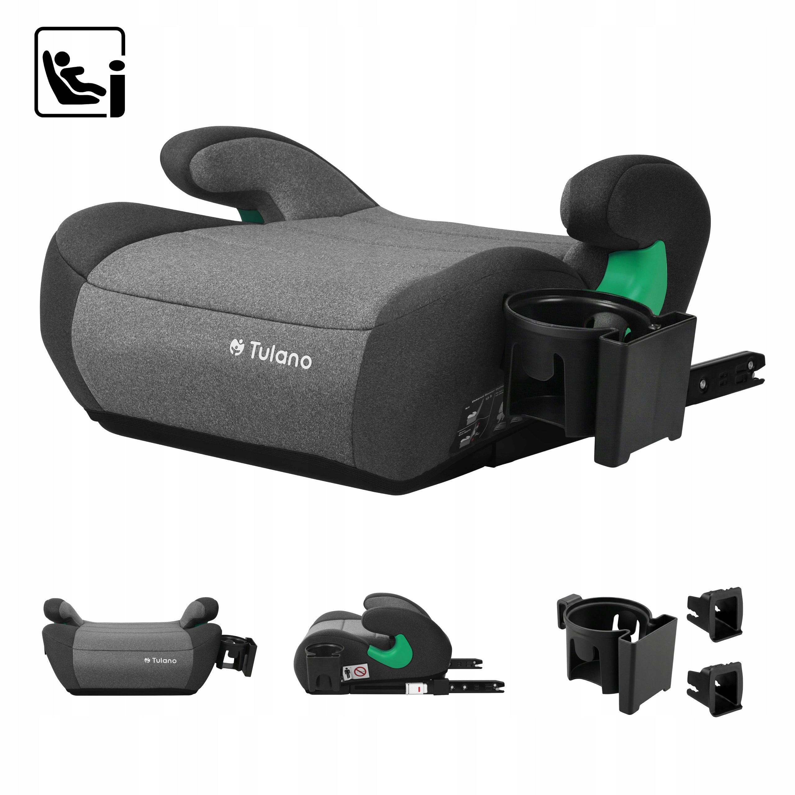 Car seat 15-36 kg isofix TULANO grey stand 150 cm