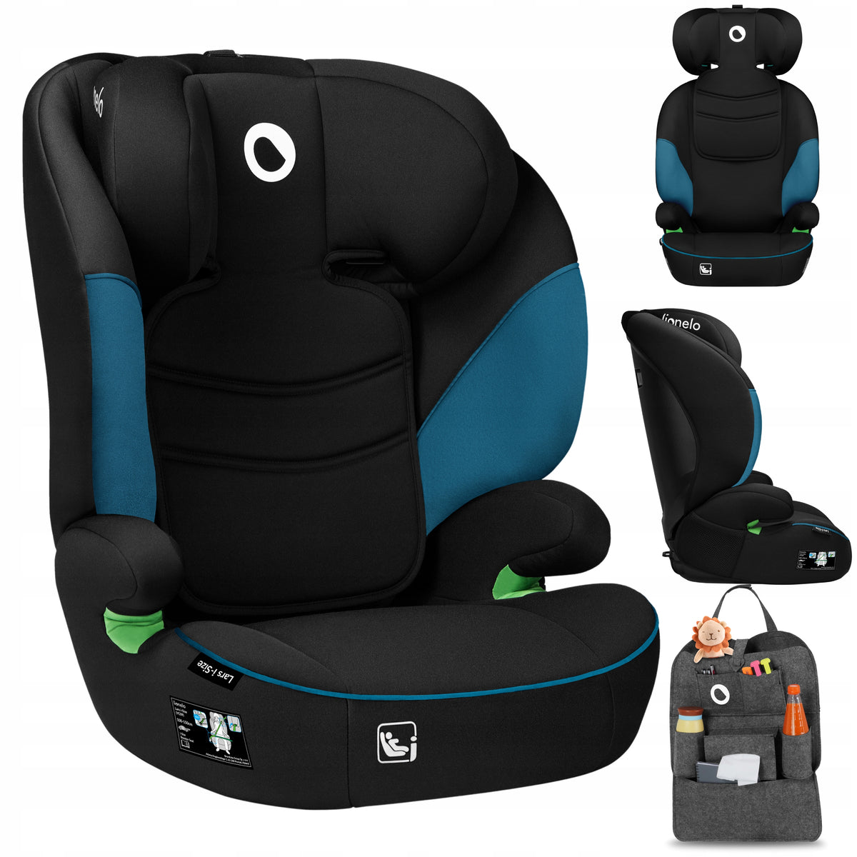Car seat Lionelo Lars i-size 100-150cm tall +organizer FREEBIE